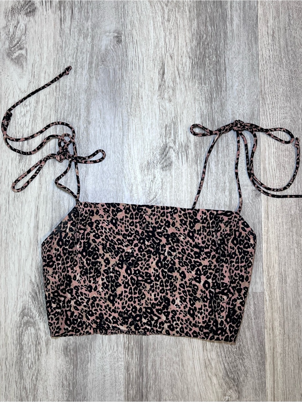 Wilfred Women’s Pink Leopard Print Tie-Strap Crop Top Size XS